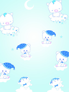 小熊 藍色的小熊 白色的小熊 月亮