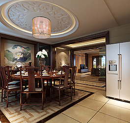 中式餐廳模型