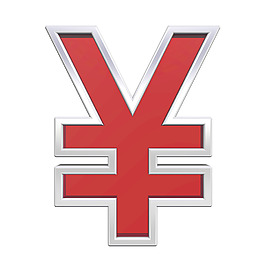 日元标志从宝石铬框架字母集