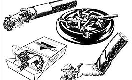 香烟烟灰缸烟包矢量素材