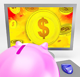 美元硬幣顯示貨幣符號(hào)和現(xiàn)金