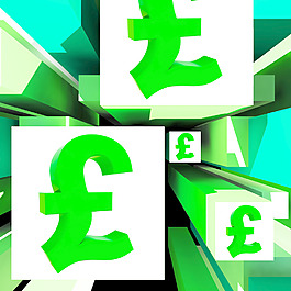 在立方體英鎊符號顯示英國貨幣