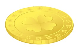 黃金三葉草標(biāo)志硬幣矢量插畫