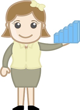 婦女抱著一個(gè)統(tǒng)計(jì)圖棒玩具 卡通商業(yè)矢量插圖