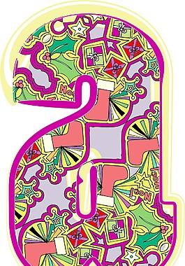 圣誕節(jié)的手寫(xiě)體字母矢量插畫(huà)