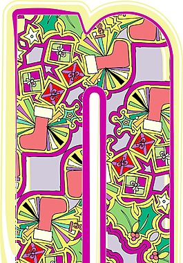 圣誕節(jié)的手寫(xiě)體字母矢量插畫(huà)