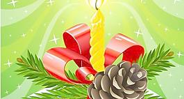 圣誕節(jié)槲寄生葉子組成的蠟燭