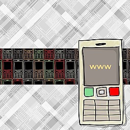 手機(jī)小品與背景矢量插畫