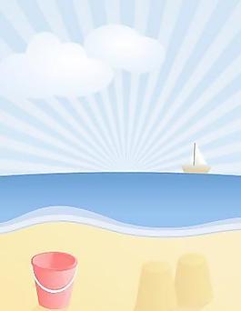 矢量夏日海灘風景矢量夏日海灘