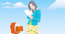 女孩收到一封信。