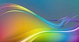 摘要彩色波和線條背景矢量