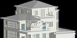 別墅建筑整體外觀3d max模型
