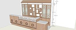 中式餐館吧臺su模型
