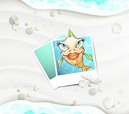 卡通風(fēng)格的夏日海灘背景矢量05