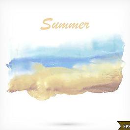 夏天的水彩背景矢量艺术01