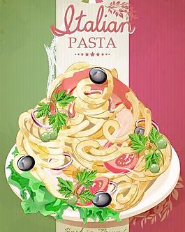 復(fù)古的意大利面食菜單覆蓋向量03