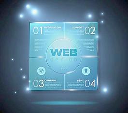 藍色的Web圖表模板設(shè)計矢量圖01