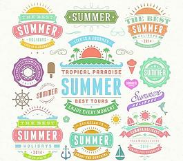 老式的夏日元素標簽矢量素材03