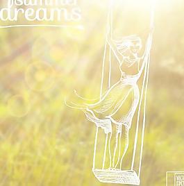 優雅的夏夢背景矢量藝術01