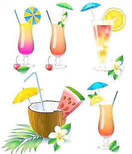 椰子和鸡尾酒的矢量图02