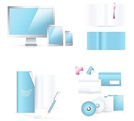 藍(lán)色的辦公用品矢量素材01矢量素材