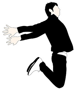 年輕的男孩跳