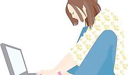 女孩坐在聊天