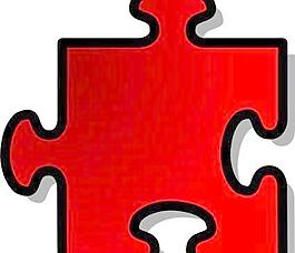 一塊紅色的剪輯藝術拼圖