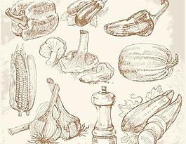 素描廚房用品矢量素材02