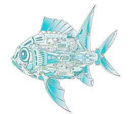 機械魚的創意設計矢量
