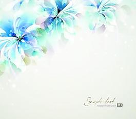 藍(lán)色風(fēng)格的水彩花卉背景矢量03