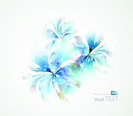 藍(lán)色風(fēng)格的水彩花卉背景矢量02