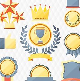 獎(jiǎng)牌、獎(jiǎng)杯元素矢量集02
