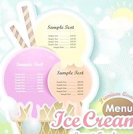 冰淇淋甜的食物菜單設計矢量