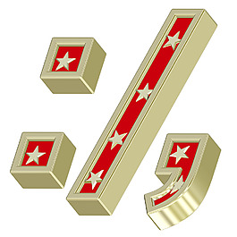 金紅色的結腸分號期逗號星星白色隔離