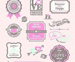 復古的情人節標簽矢量集01