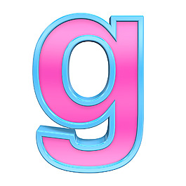 一個(gè)小寫(xiě)字母的粉紅色和藍(lán)色框字母集白色隔離