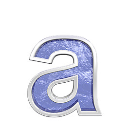 一個小寫字母的字符集的藍(lán)色玻璃鑄造