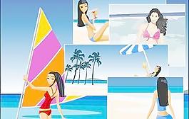 夏天的海灘度假包矢量素材