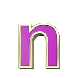 小寫字母與字母集紫金色邊框