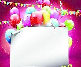 漂亮的彩色气球生日快乐背景矢量04