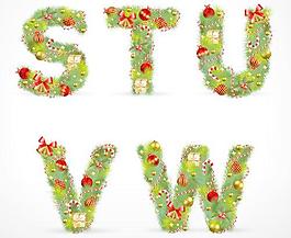 創(chuàng)意的圣誕樹字母及數(shù)字矢量集23