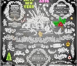 2014圣誕黑色裝飾和標簽矢量04