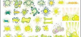 綠色時(shí)尚花紋矢量素材