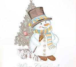 手繪雪人圣誕背景矢量02