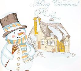 手繪雪人圣誕背景矢量01