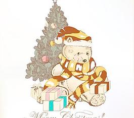 可愛的泰迪熊和圣誕樹矢量