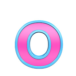 一個(gè)小寫(xiě)字母的粉紅色和藍(lán)色框字母集白色隔離