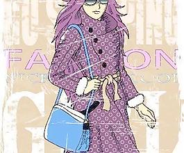 時(shí)尚女孩垃圾背景矢量05