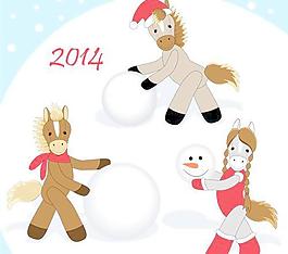 有趣的馬2014新年設(shè)計(jì)矢量圖01